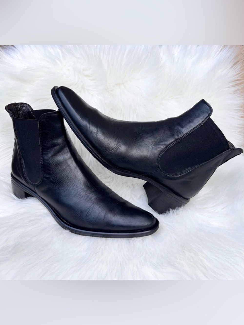Barneys New York Chelsea Boots Sz 40 US 9 Black Leather Ankle Boots Italy Made